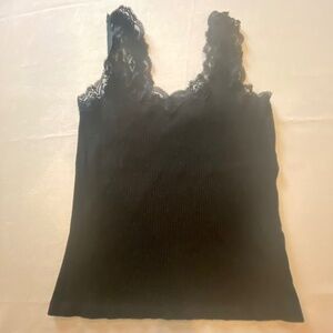 J.Crew Camisole/Tank, Black with Lace Trim, Size Large, NWOT